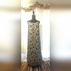 LOFT Black and Cream Floral Dress